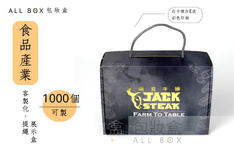 《食品業愛用包裝盒》傑克牛排提繩展示盒